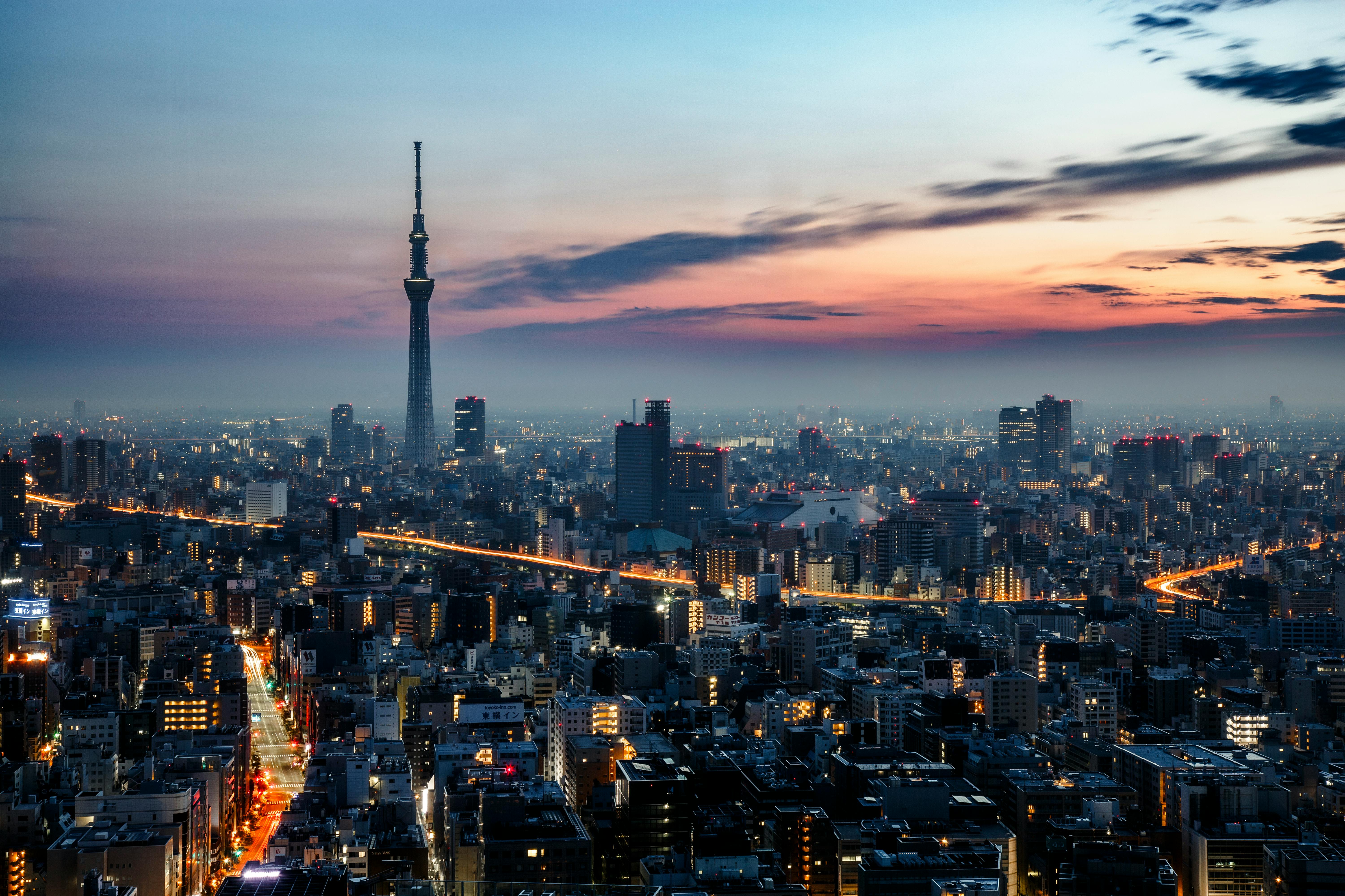 Tokyo skyline with Skytree at dusk